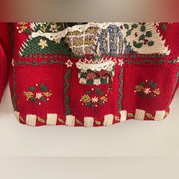Vintage 99 Y2K Heirloom Collectibles Hand Knit Christmas Tree Sweater Petite - Picture 7 of 11